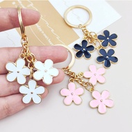 3 Color Flower Key Chain Cute Dripping Oil Flower Key Ring Metal Floral Handbag Women Men Earphone C