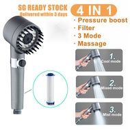 Shower Head 3 Modes High Pressure Water Saving One-Key Stop Water Massage with Filter Element