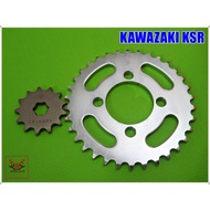 KAWASAKI KSR -- FRONT 420-13T & REAR 420-34T SPROCKET "JOMTHAI" SET/13-Tooth And 34-Tooth For Chain 