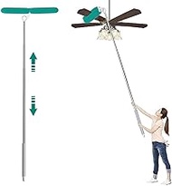 Ceiling Fan Duster with Extension Pole, EHOMGUI Dusters for Cleaning Cobweb &amp; Corner, Reusable Bendable Duster, Microfiber Head Washable Dusters for High Ceilings, Binds, Furniture, Cars, Floor-Green