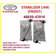 100% Toyota Stabilizer Link Front Depan 48820-47010 Toyota Alphard Altis 2003-2017 Caldina ST246 Ipsum Wish 2003-2009