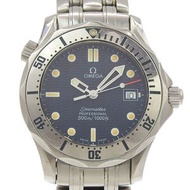 二手OMEGA海馬300米腕錶，1538 2562.80機芯，不鏽鋼材質，1995年，石英機芯，模擬顯示，海軍藍錶盤，海馬300米，男士款。