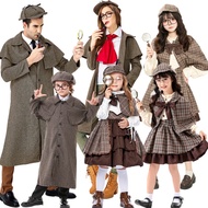 British 19th Century costume Men Women Sherlock Holmes Cosplay costume Parent-Child costume Detectiv