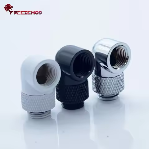 FREEZEMOD Brass Silvery/Black/White G1/4'' Thread 90 Degree 360 Rotary Adapter Computer PC Water Coo