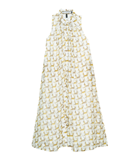 The SRT X12 (TDS212) - Geometric Wave Shirt Dress เดรสเชิ้ตกระโปรงบานยาวลายลูกบาศก์ ผ้าคอตตอนทอ เผาใ