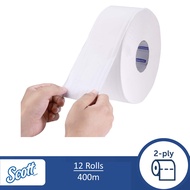 Scott® 24400 JRT Jumbo Toilet Roll - 12 Rolls  x 400m white 2ply sheets (4800m)