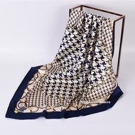 Houndstooth Printed Women 90x90cm Square Scarf Satin Head Accessories Hijab