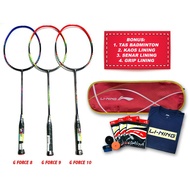Badminton Racket lining G Force 8-9-10 One Set with Bonus Bag, Strings, Grip, Original T-Shirt