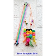 Cat Fur POMPOM Toy Stick teaser Stick Cat Toy Cat Teaser Cat Wand Cat Toy Stick Interactive Cat Toy 
