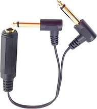 FENGHAISHUN 6.35mm Female TRS Stereo Adapter to Dual 6.35mm TS Mono Male Plug 90 Degree Cable Splitt