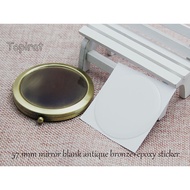 5 Kits 57.1mm Metal Vintage Round Blank Compact Pocket Mirror Bezels Tray+Epoxy Sticker DIY Jewelry Gifts Findings