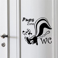 Pups Wall Stickers Toilet Water Closet Room Decor Diy Home Decals Cartoon Animals Mural OS-OD-199