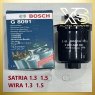 100% BOSCH G8091 FUEL FILTER for 4G13/4G15 WIRA/SATRIA INJECTION G8091 made in Indonesia