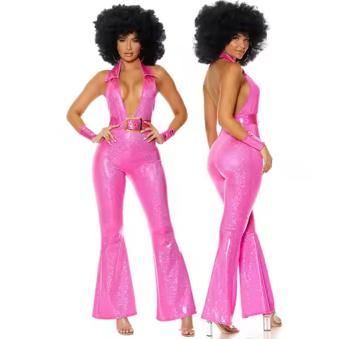 Halloween Vintage Party 70's 80's Hippies Costumes Cosplay Jumpsuit Carnival Music Festival Disco Da