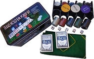 Poker & Blackjack Set in Metal Box | 2 Card Games, 200 Chips, Dice, Dealer Chip, Small Blind, Big Bl