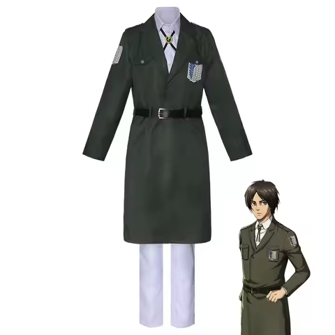 Attack on Titan Season 4 Trench Coat Green Hulk Survey Corps Uniform Cosplay Costume Military Green 