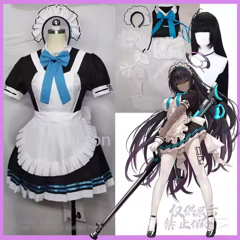 Anime Kakudate Karin Cosplay Game Blue Archive Cute Maid Lolita Dress High Quality Costume Wig Hallo