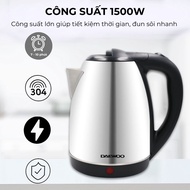 Ấm siêu tốc inox 1.8L Daewoo DWK-S1805 đế xoay 360 độ  - Hàng chính hãng BH 2 năm