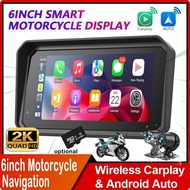 6 Inch Carplay Motorcycle 2K Front & Rear DVR for Motorcycle Navigation