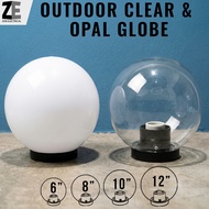 ZON [6/8/10/12-inch] Weatherproof Outdoor Opal Globe Light Lamp Casing For Gate/Pole Lampu Pagar E27