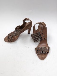 Alaia Brown  Suede Eyelet Ankle Wrap Sandals size 37