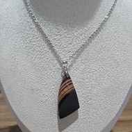 Necklace With Agate Pendant (Brown Agate) Minimalist Design Unique Natural Pattern
