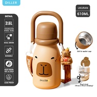 Diller Tumbler Cute Premium SUS 316L Vacuum Insulated Double Drink Leak-Proof| Handle + Sling Strap 