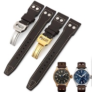 2023 New☆☆ Genuine leather leather watch strap is suitable for IWC big pilot little prince ZF factory with nail Spitfire 21 22