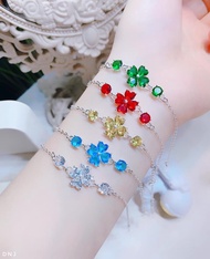 Lắc tay nữ bạc thật cỏ 4 lá đủ màu