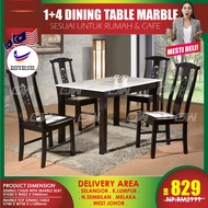 1+4 Seater Round Grade A Marble Solid Wood Dining Set Kayu High Quality Turkey Fabric Chair / Dining