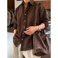 Old Money Style Lapel Light Mature Long-Sleeved Shirt Men Spring Casual Outer Wear Shirt Loose Drape