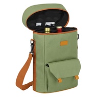 TINYAT 2 Bottle Portable Insulated Wine Bag Cooler Travel Bag - Keep Beverages Cold on the Go for Tr