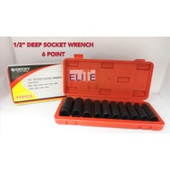 10pcs 1/2" Depp Socket Wrench Set - 6point