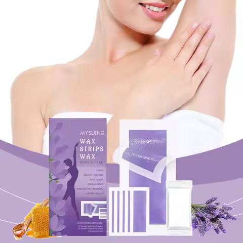 1 Box Of 20 Body Wax Strips * 20 Facial Wax Strips * 10 Wipes, Painless Hair Removal Fast Wax Strips