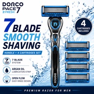 DORCO PACE 7 II Fresh Razor Set Handle + 4 Cartridges 7 Blade System Razor Smooth Shaving Men Groomi