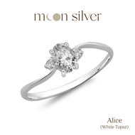 Moonsilver แหวนรุ่น Alice แหวนเงินแท้925 ฝังอัญมณีแท้ แหวนมินิมอล แหวนเสริมดวง (แจ้งไซส์ใน Note)