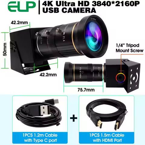 ELP HD 4K USB HDMI Camera 10X Zoom webcam for license plate recognition USB & HDMI output simultaneo