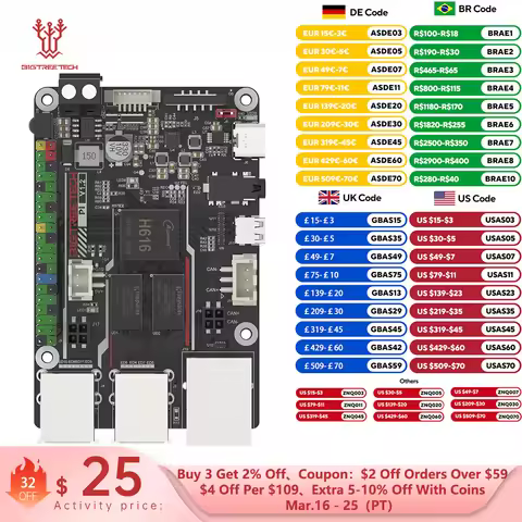 BIGTREETECH BTT PI Board 64 Bit Quad Core Cortex-A53 ARM VS Raspberry PI Orange PI PI4B+CB1 Upgrade 