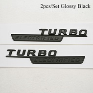 3D ABS Car Letters Logo Turbo Electrified Badge Side Fender Emblem Decals For Mercedes Benz AMG C Cl