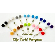 Turkish Clip, Turkey Pin, PomPom Veil Clip