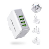 Lencent USB Charger Plug 4-Port USB Universal Travel Adaptor Plug 22W/5V 4.4A Wall Charger with Sing