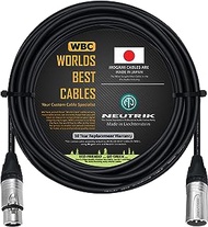 WORLDS BEST CABLES 20 Foot - Balanced Microphone Cable Custom Made by - Using Mogami 2549 (Black) Wire and Neutrik NC3MXX &amp; NC3FXX Silver XLR Plugs