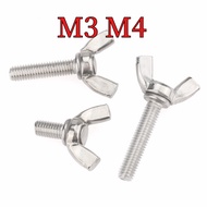 [3GWJ] 304 Stainless Steel Wing Bolt, Butterfly Hand Screw Bolt M3 M4