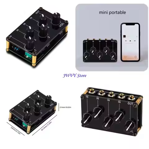 573A 4 Channel Line Mixer Portable Passive Analog Sound Mixing Console Highest Sound Quality Stereo 