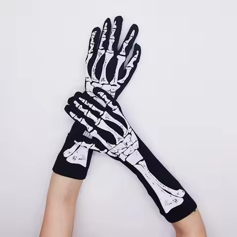 1 pair Halloween Skeleton Skeleton Gloves Trick Dark Wind Convex Gloves Skeleton Ghost Festival Cost