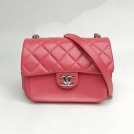 CHANEL 粉色牛皮29開銀扣方胖子鏈條包肩背包