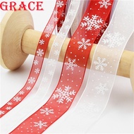 ❈10/20 Meters Christmas Ribbon for christmas tree Christmas gift wrapper Snowflake White Red Grossgr