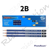 Sepia ดินสอดำ ขนาด 2B 4B 6B เกรด A คุณภาพเยี่ยม ดินสอแรเงา ดินสอ ทำข้อสอบ วาดรูป ดินสอไม้