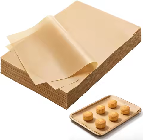 100Pcs Unbleached Parchment Paper Sheets for Baking Disposable Air Fryer Liners Non-Stick Precut Bak
