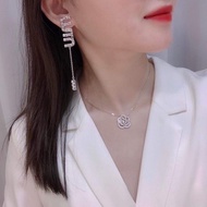 Hand Inlaid Crystal Letter Earrings Elegant Design E9F8